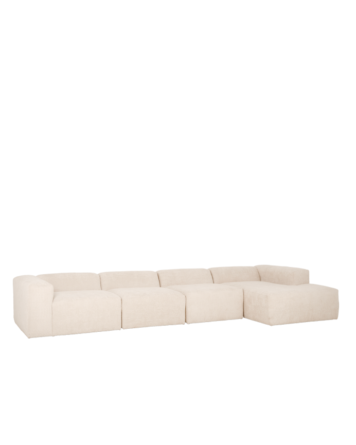 Bruce - Sofá de 4 módulos con chaise longue derecho de bouclé color blanco 420x172cm