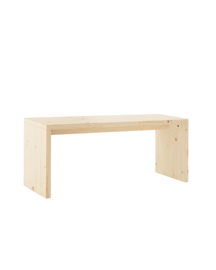 Denia - Mesa de centro de madera maciza en tono natural de 110x45x35cm