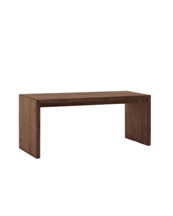 Denia - Mesa de centro de madera maciza en tono nogal de 110x45x35cm