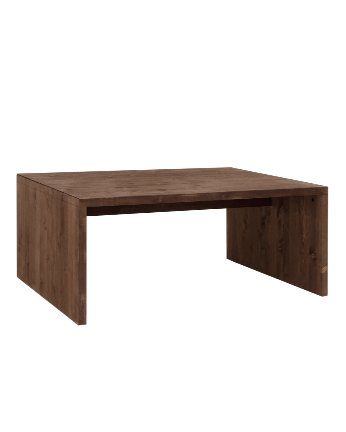 Denia - Mesa de centro de madera maciza en tono nogal de 109,4x45x74cm