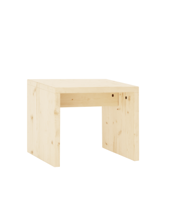 Denia - Mesita / Taburete de madera maciza en tono natural de 45x50cm