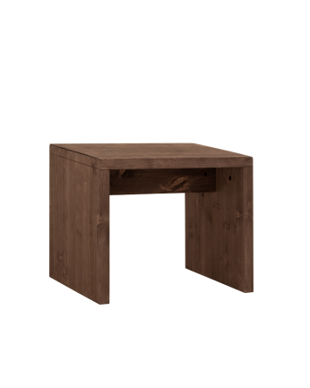Denia - Mesita / Taburete de madera maciza en tono nogal de 45x50cm
