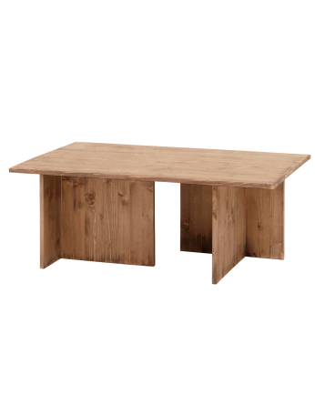 Marine - Mesa de centro de madera maciza tono roble oscuro 40x100cm