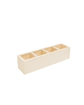 Marine - Organizador con cuatro departamentos de madera maciza tono natural de 10x40cm