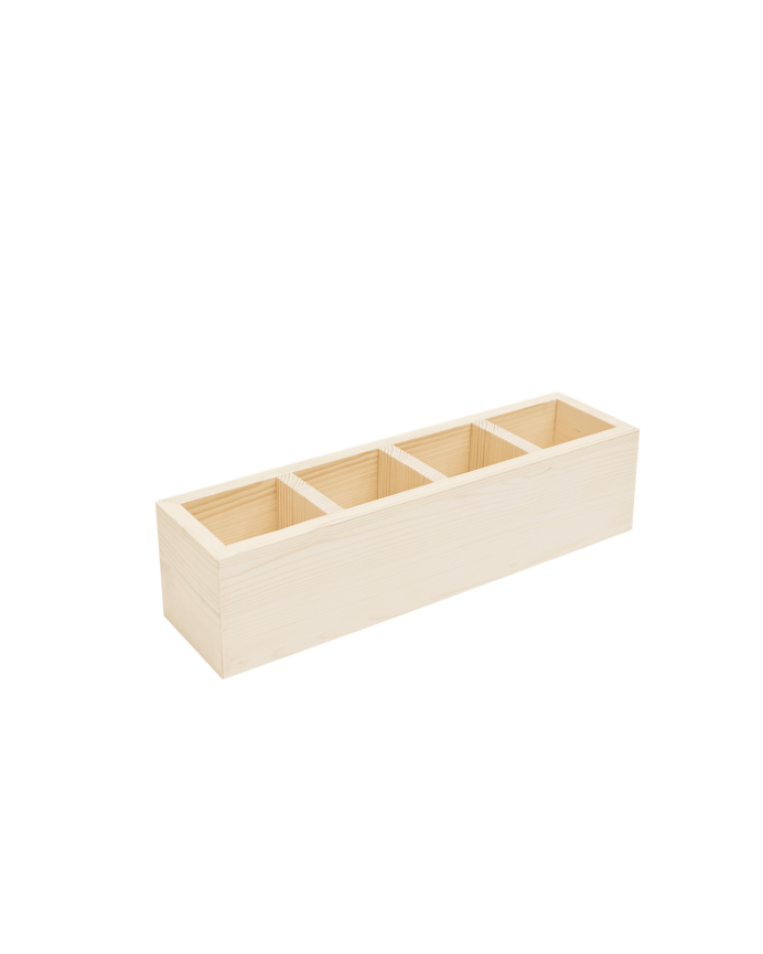 Marine - Organizador con cuatro departamentos de madera maciza tono natural de 10x40cm