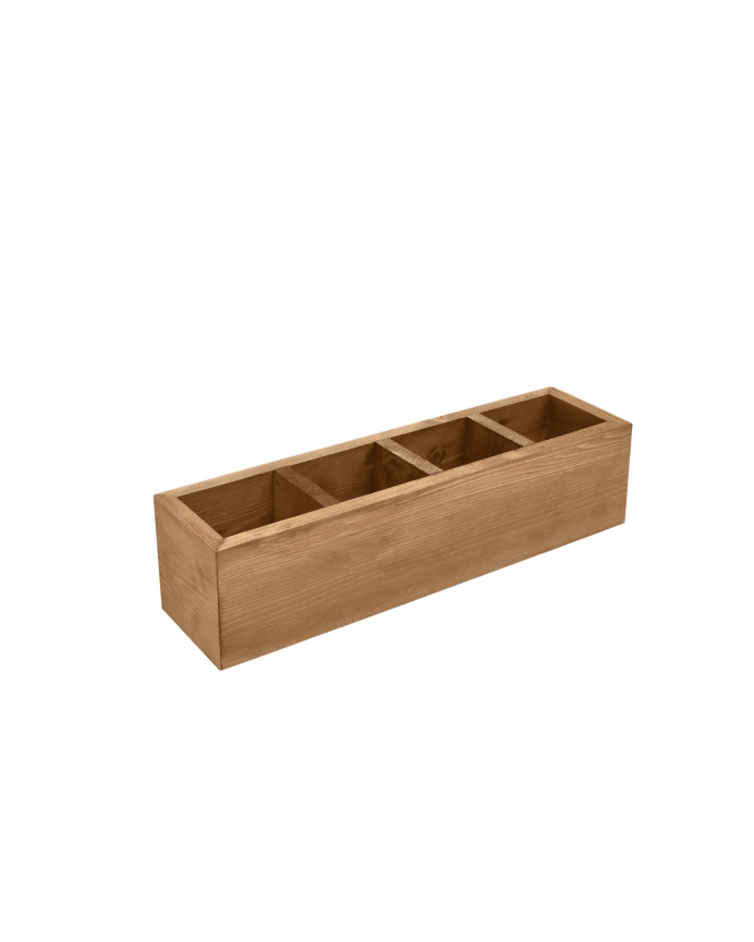 Marine - Organizador con cuatro departamentos de madera maciza tono roble oscuro de 10x40cm