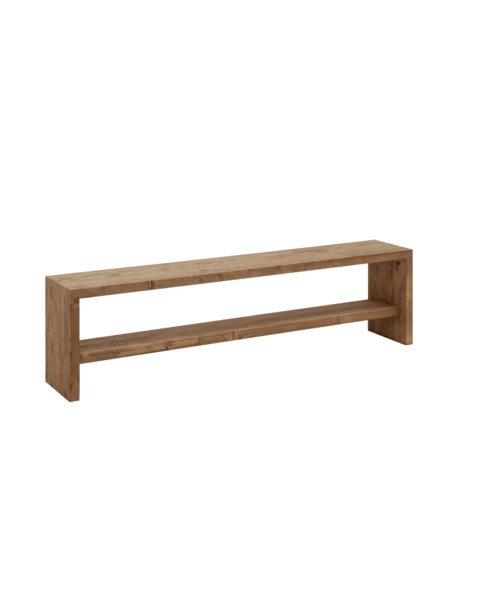Denia - Banco zapatero de madera maciza en tono roble oscuro de varias medidas