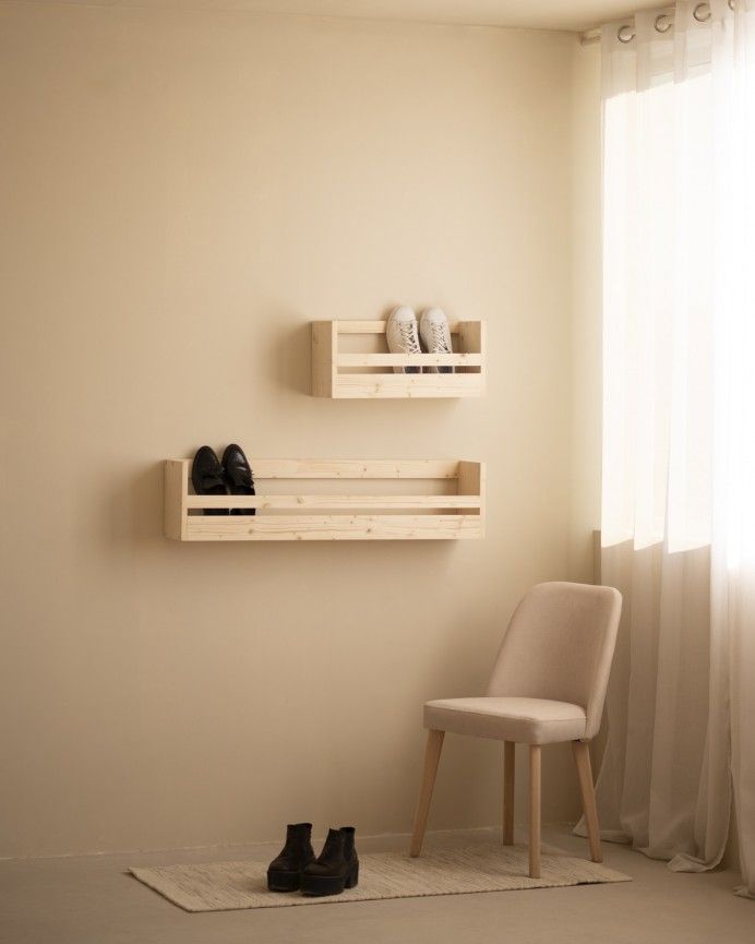 Box - Estante zapatero de madera maciza en tono natural de varias medidas