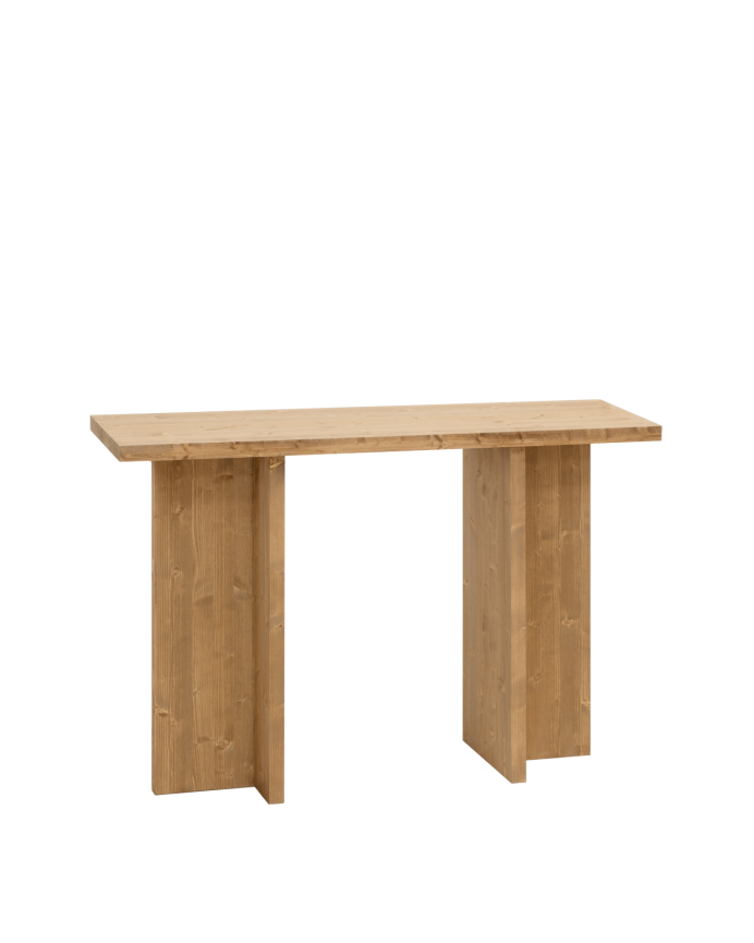 Marine - Consola de madera maciza en tono roble medio de 120x80cm