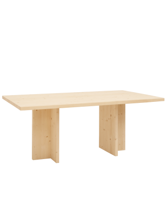 Marine - Mesa de comedor barnizada de madera maciza en tono natural de varias medidas