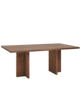 Marine - Mesa de comedor barnizada de madera maciza en tono nogal de varias medidas