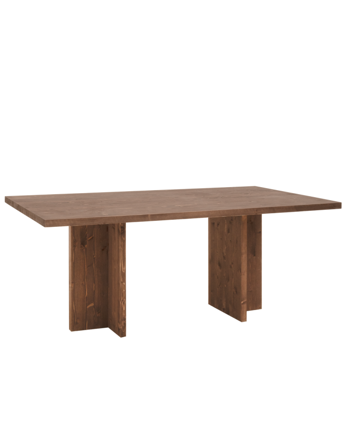 Marine - Mesa de comedor barnizada de madera maciza en tono nogal de varias medidas
