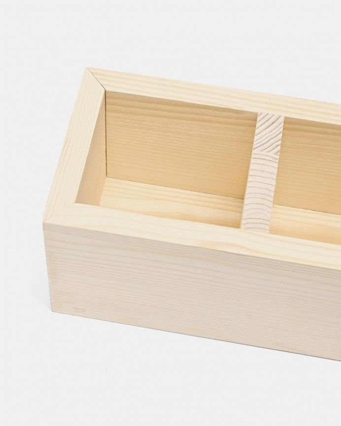 Marine - Organizador con cuatro departamentos de madera maciza tono natural de 10x40cm