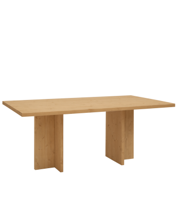 Marine - Mesa de comedor barnizada de madera maciza en tono roble medio de varias medidas