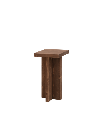 Marine - Mesa auxiliar de madera maciza en tono nogal de 25x25cm