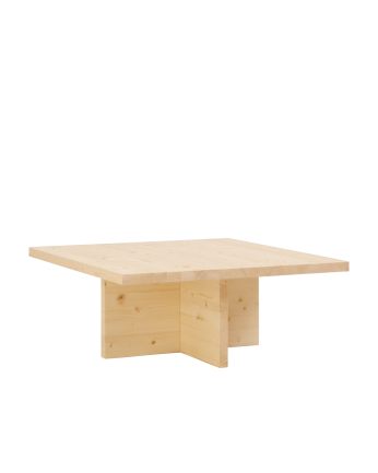 Marine - Mesa de centro cuadrada de madera maciza en tono natural de 80x80cm