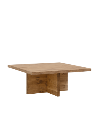 Marine - Mesa de centro cuadrada de madera maciza en tono roble oscuro de 80x80cm