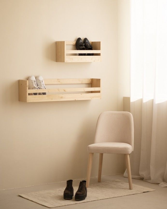 Box - Estante zapatero de madera maciza en tono roble medio de varias medidas