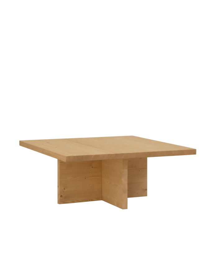 Marine - Mesa de centro cuadrada de madera maciza en tono roble medio de 80x80cm