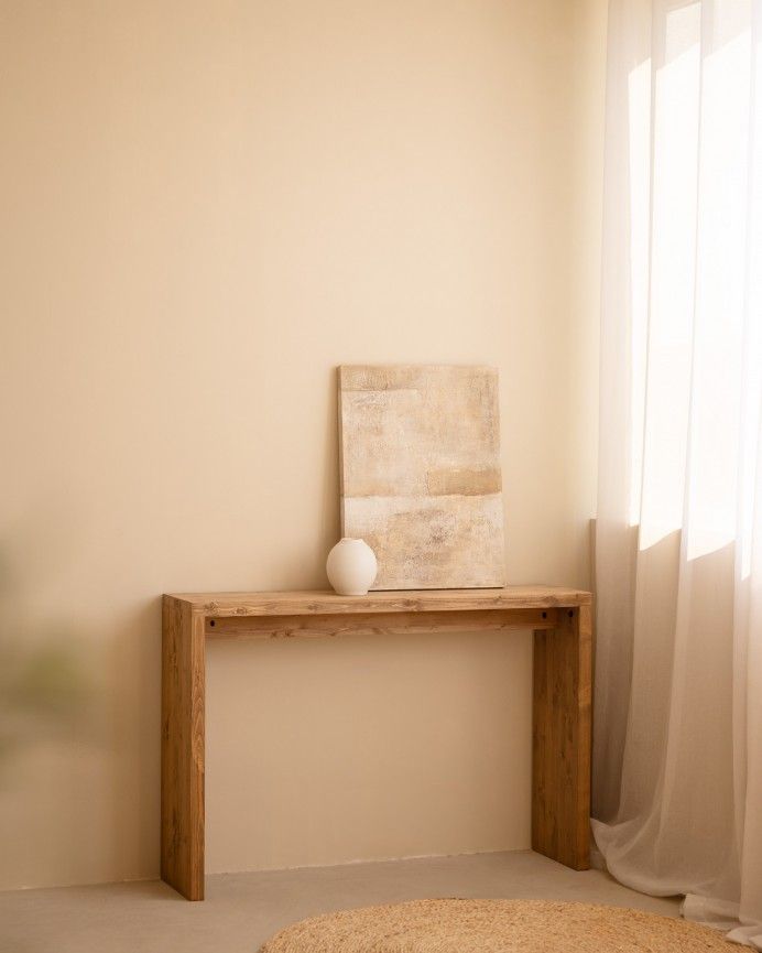 Denia - Consola de madera maciza en tono roble oscuro de 120x80cm
