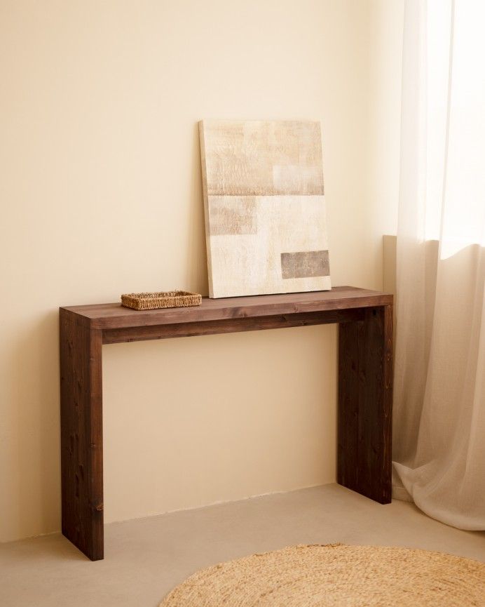 Denia - Consola de madera maciza en tono nogal de 120x80cm