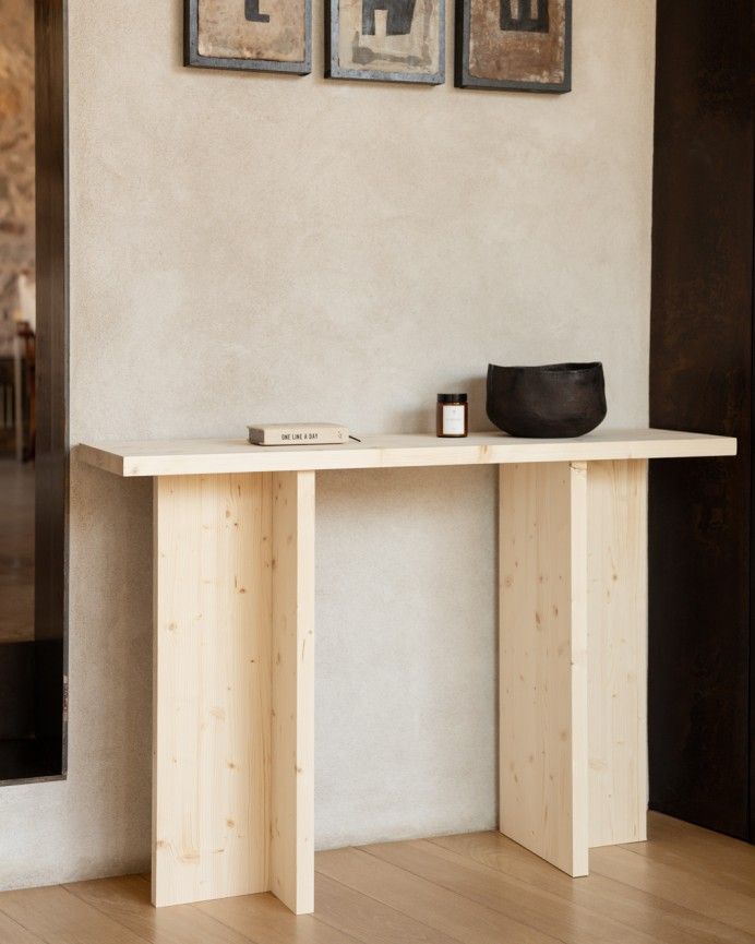 Marine - Consola de madera maciza en tono natural de 120x80cm