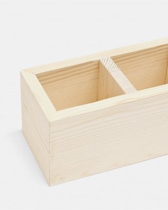 Marine - Organizador con cuatro departamentos de madera maciza tono natural de 10x40cm