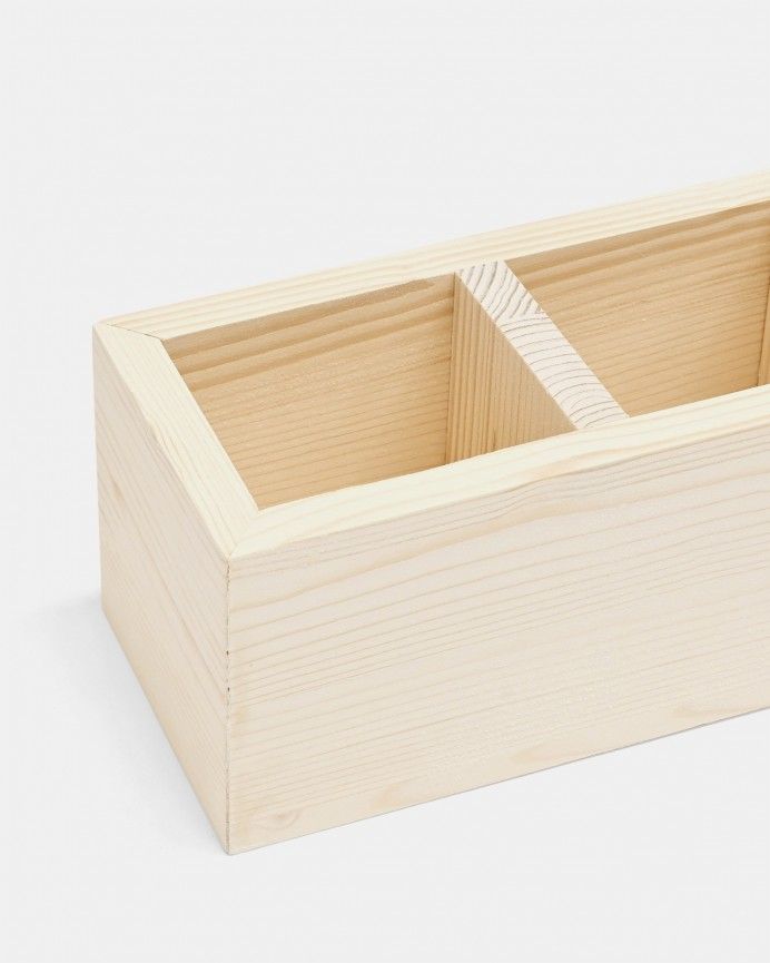 Marine - Organizador con cuatro departamentos de madera maciza tono natural de 10x40cm