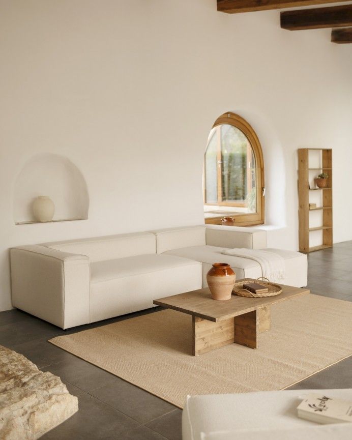 Marine - Mesa de centro de madera maciza en tono roble oscuro de 120x70cm