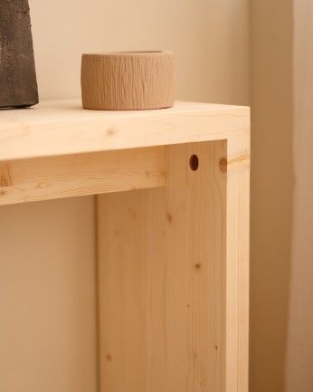 Denia - Consola de madera maciza en tono natural de 120x80cm