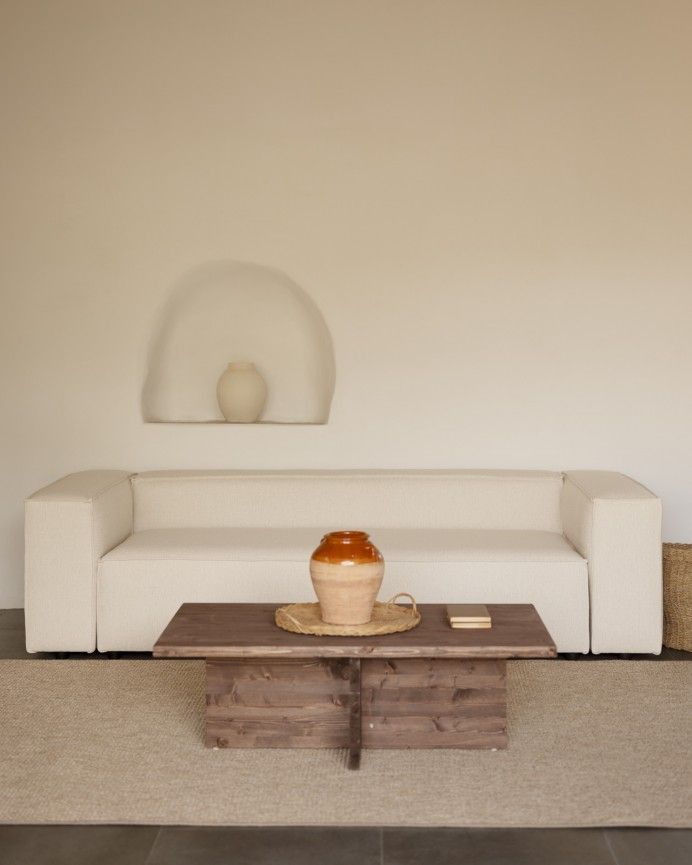 Marine - Mesa de centro de madera maciza en tono nogal de 120x70cm