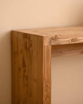 Denia - Consola de madera maciza en tono roble oscuro de 120x80cm