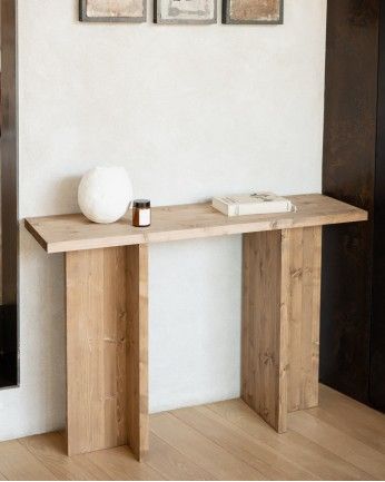 Marine - Consola de madera maciza en tono roble oscuro de 120x80cm