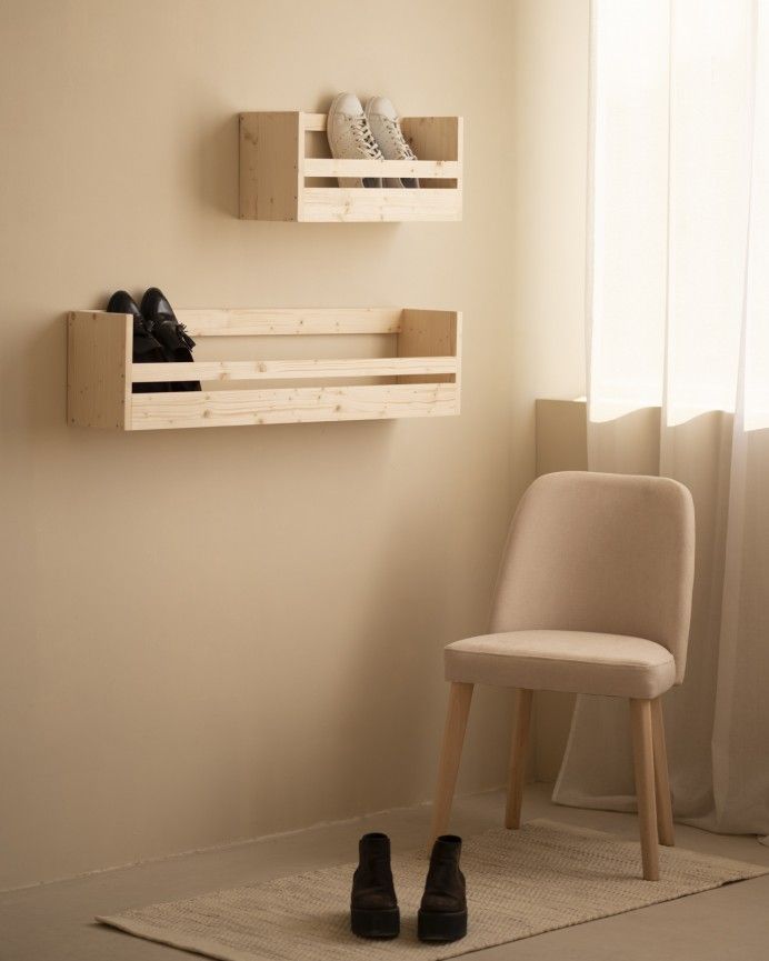 Box - Estante zapatero de madera maciza en tono natural de varias medidas