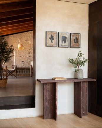 Marine - Consola de madera maciza en tono nogal de 120x80cm