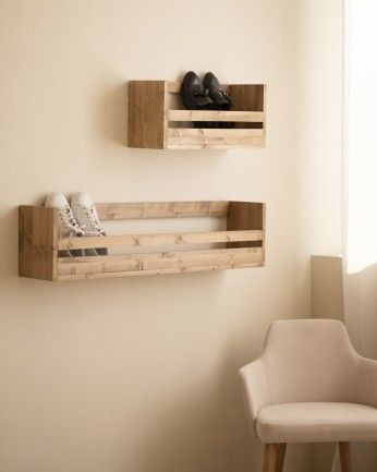 Box - Estante zapatero de madera maciza en tono roble oscuro de varias medidas