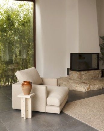 Marine - Mesa auxiliar de madera maciza en tono natural de 25x25cm