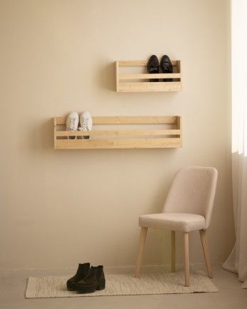 Box - Estante zapatero de madera maciza en tono roble medio de varias medidas