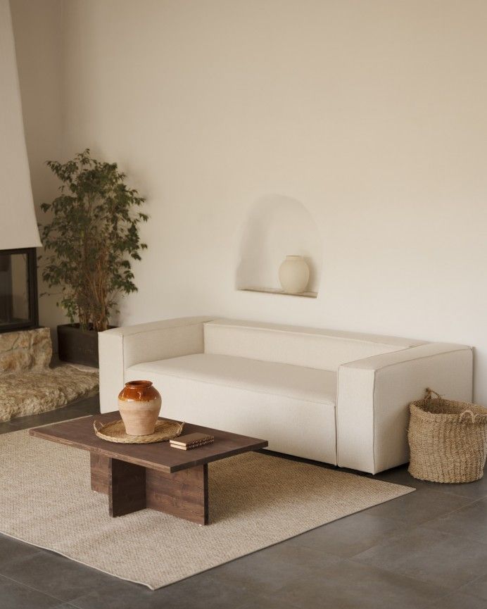 Marine - Mesa de centro de madera maciza en tono nogal de 120x70cm