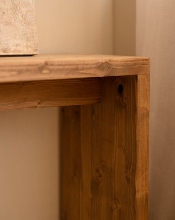 Denia - Consola de madera maciza en tono roble oscuro de 120x80cm