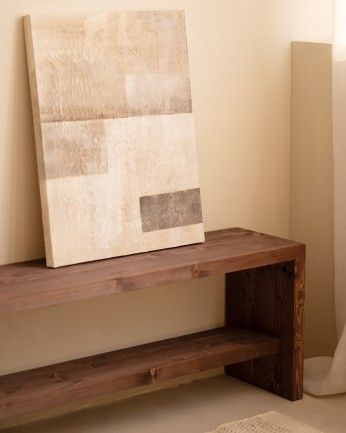 Denia - Banco zapatero de madera maciza en tono nogal de varias medidas