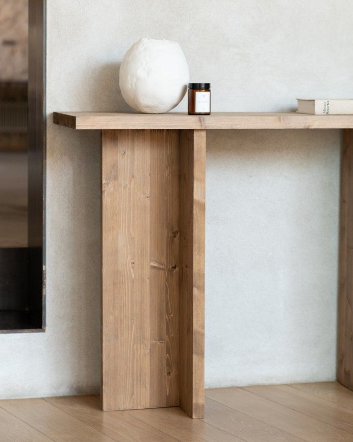 Marine - Consola de madera maciza en tono roble oscuro de 120x80cm