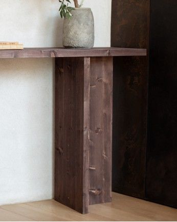 Marine - Consola de madera maciza en tono nogal de 120x80cm