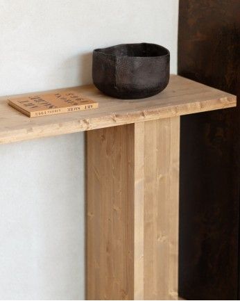 Marine - Consola de madera maciza en tono roble medio de 120x80cm