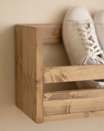 Box - Estante zapatero de madera maciza en tono roble oscuro de varias medidas