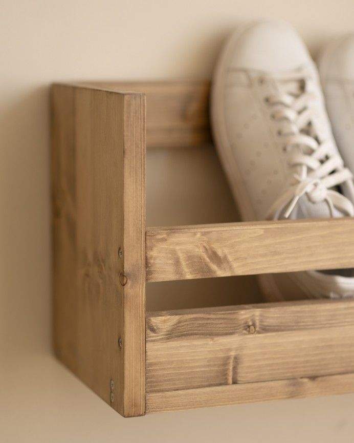 Box - Estante zapatero de madera maciza en tono roble oscuro de varias medidas