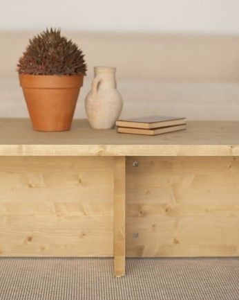 Marine - Mesa de centro de madera maciza en tono roble medio de 120x70cm