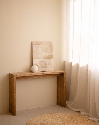 Denia - Consola de madera maciza en tono roble oscuro de 120x80cm