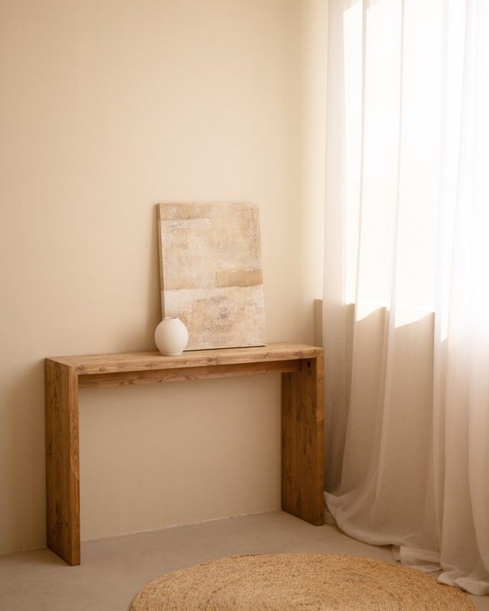Denia - Consola de madera maciza en tono roble oscuro de 120x80cm