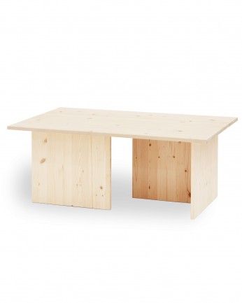 Marine - Mesa de centro de madera maciza tono natural 40x100cm